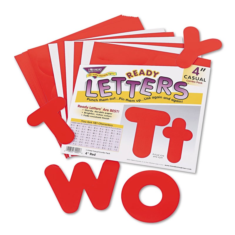 Trend Red 4" Uppercase/Lowercase Punch-Out Ready Letters by TREND Enterprises, Inc.; Casual Font; 182 Pieces - Image 1